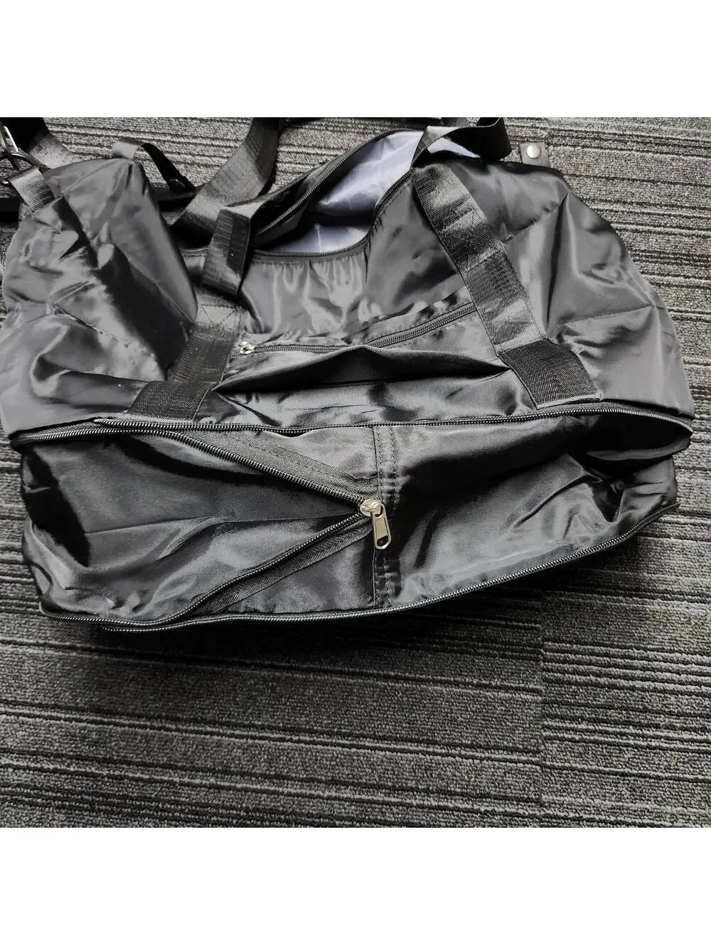 Trifabricy Foldable Travel Duffel Bag Black Carry On Gym Weekender Tote